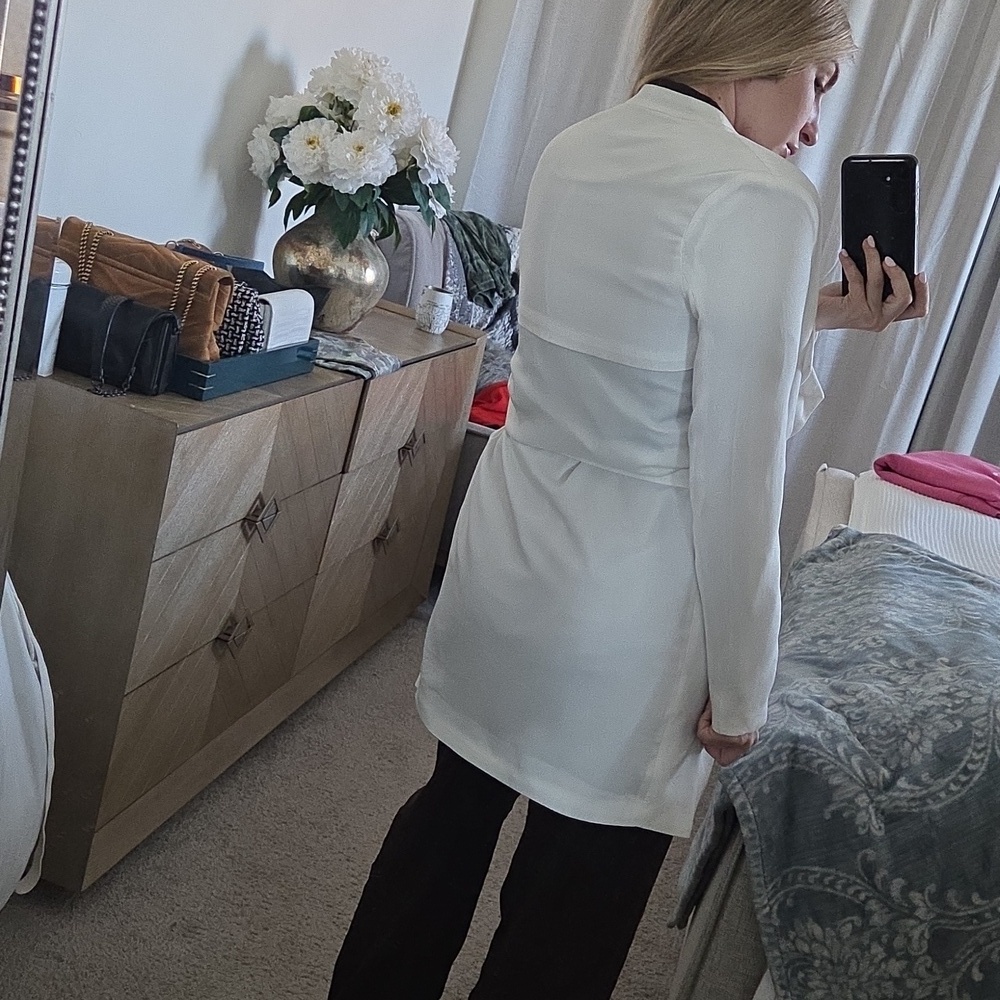 FATE Elegant White Open Front Waterfall Trench Jacket - Picture 13 of 15